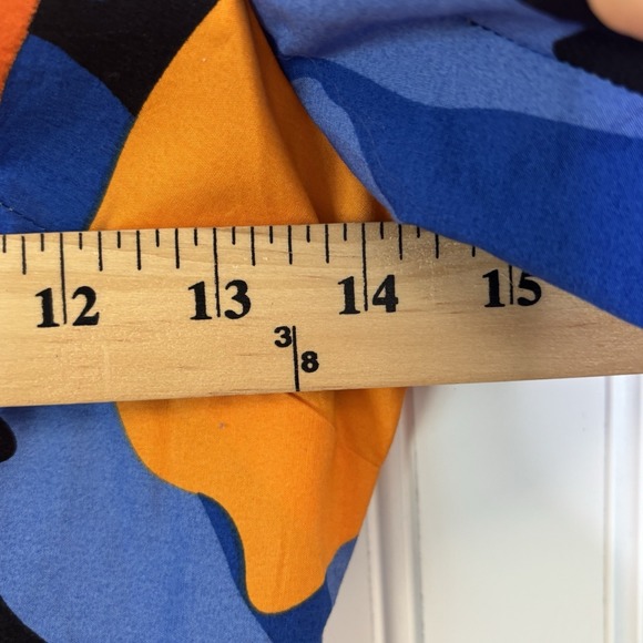 Tabitha Brown Dress 2  Midi Blue Orange Tropical Abstract Floral Pocket - Picture 9 of 11